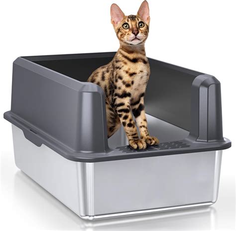 Stainless Steel Cat Litter Box: Voluas XL Large Metal Litter Box 